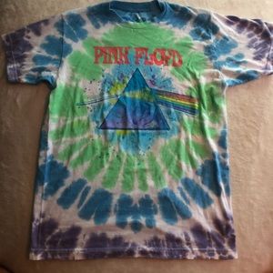 green blue & purple tie dye pink floyd t-shirt